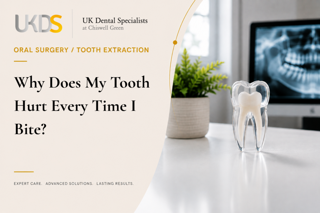 Tooth Hurts When Biting? Possible Causes Explained | UK Dental Specialists Chiswell Green St Albans Hertfordshire